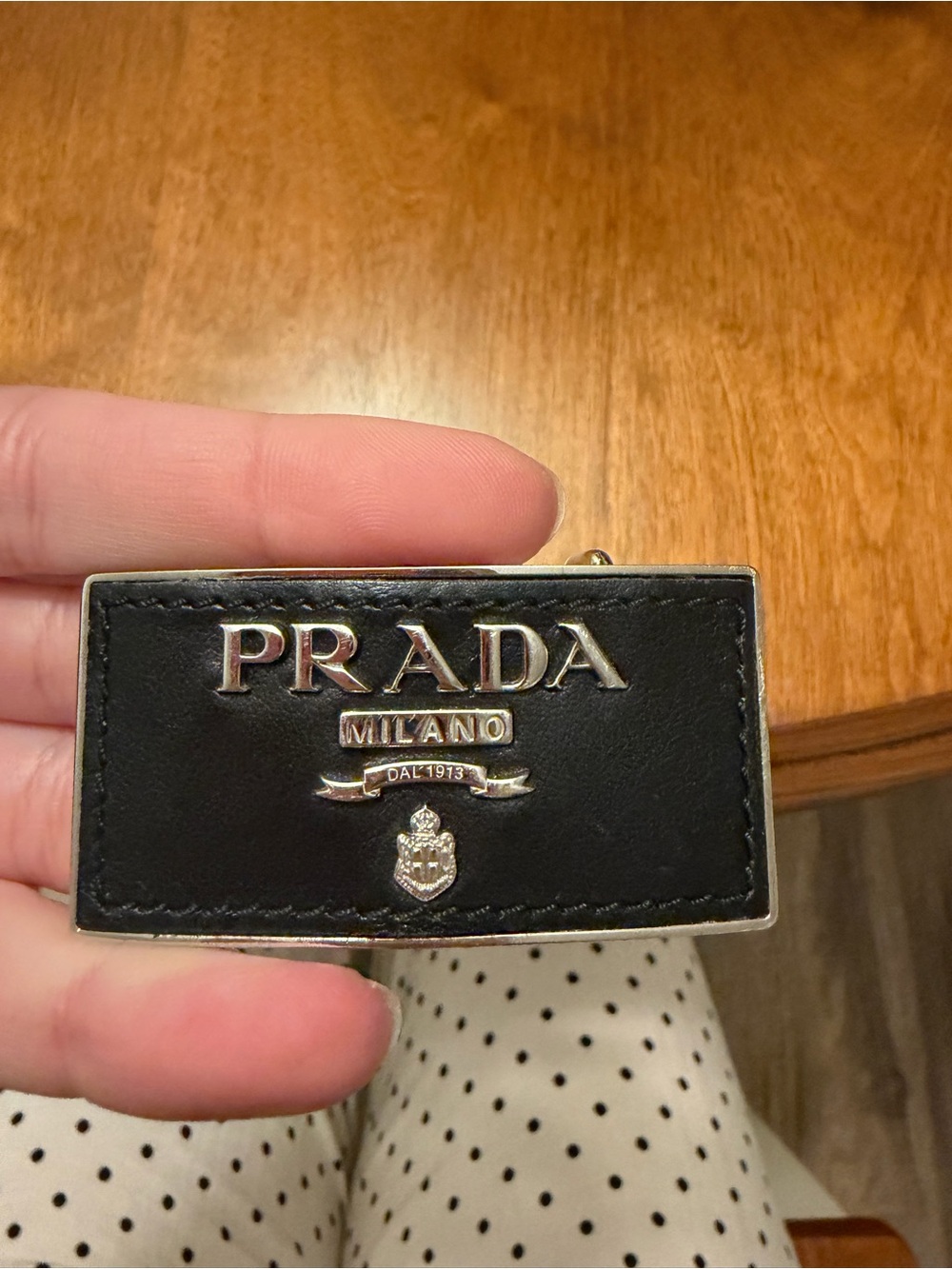 Prada Black Leather Logo Plaque Belt with Silver Hardware - Picture 2 of 6